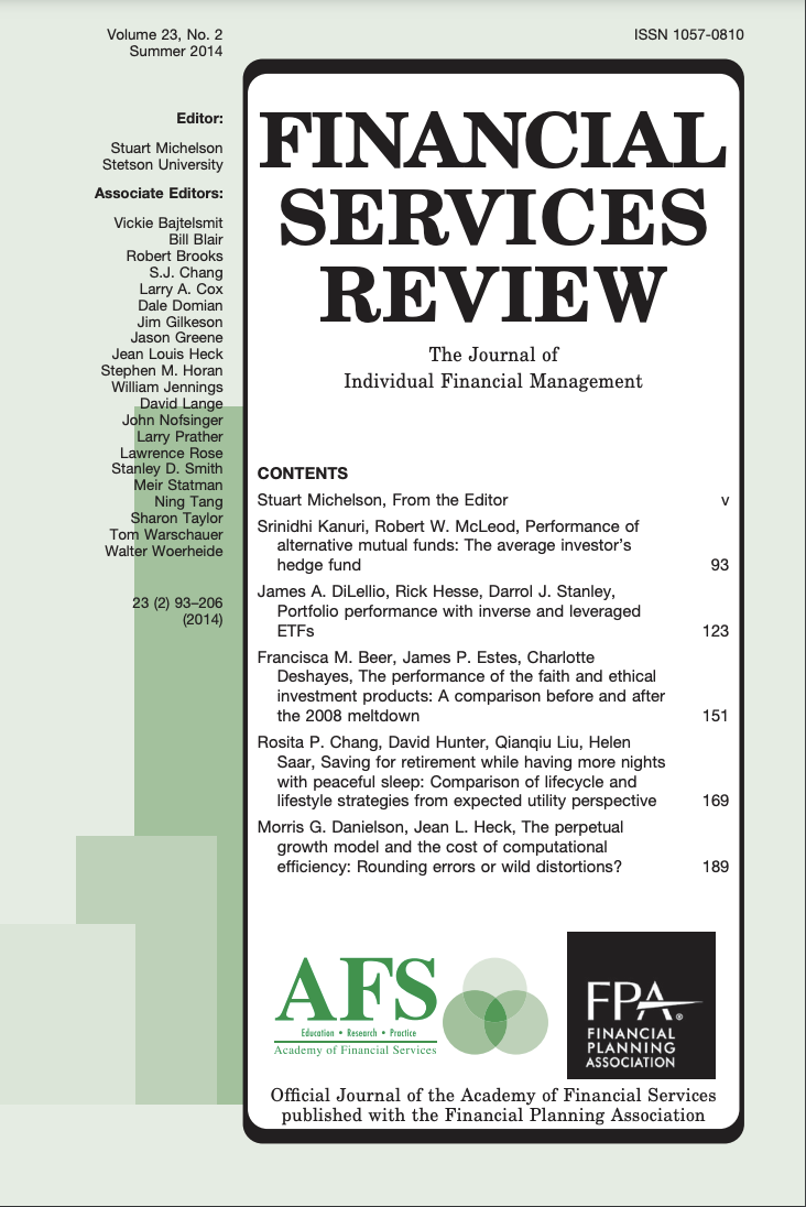 Financial Services Review Volume 23, No 2 Summer 2014